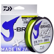 Плетеный шнур Daiwa J-Braid X4 Yellow 135м 0,10мм